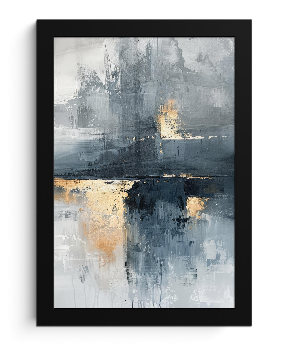 GERAHMTES BILD Kunst - Grau - Gold - Abstrakt 20x30 cm - Dunkelgrau, Papier (20/30cm) - MuchoWow