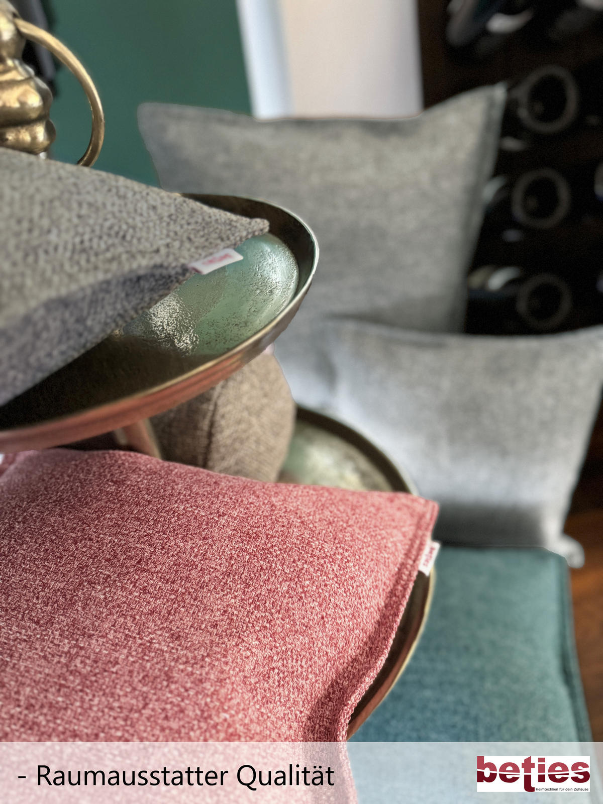 NACKENROLLENHÜLLE Bouclé ocean-petrol 40/15 cm - Petrol, Textil (15/40cm) - beties Heimtextil