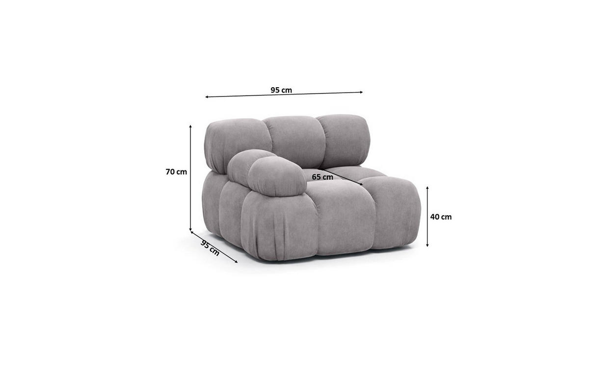 MODUL Seitlich, Für Modulares System, Stoff Salvador, Grau, Links, Selia - Grau, Holz (95/70/95cm) - Kaiser Möbel