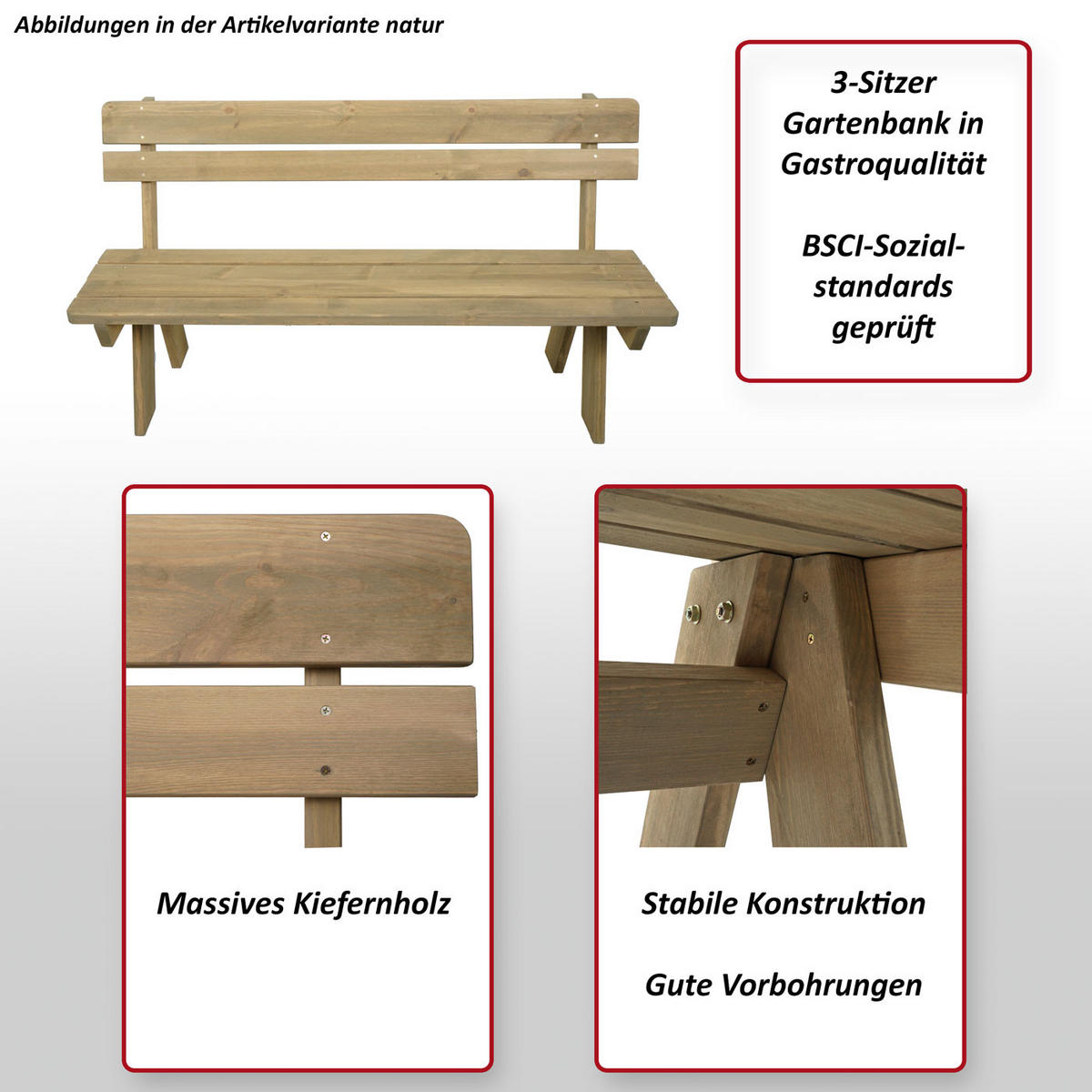GARTENBANK Weiß - Weiß, Holz (148/86/54cm) - MCW