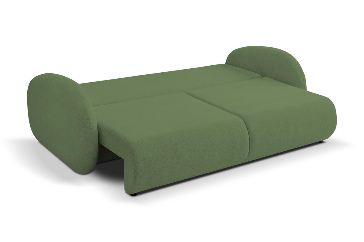 SOFA LOOP Schlaffunktion & Bettkasten PUR-Schaum Schwarze Kunststofffüße skandinavischer Stil lose Rückenkissen freistehend 234x112x86 cm Green - Grün, Holz/Textil (234/86/112cm) - DomoHome