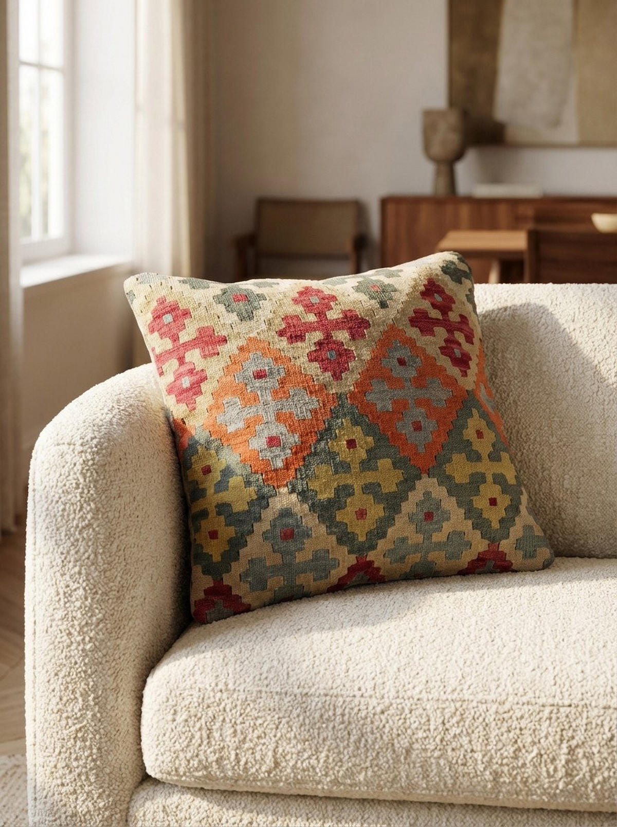 KELIM-KISSEN Mehrfarbig 65/65 cm Schurwolle - Multicolor, Textil (65/65cm) - Looma