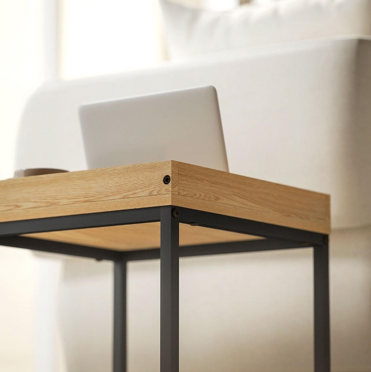 SADA konferenčních stolků 45/45/45 cm černá z oceli s odnímatelným tácem - černá, kov (45/45/45cm) - OKWISH