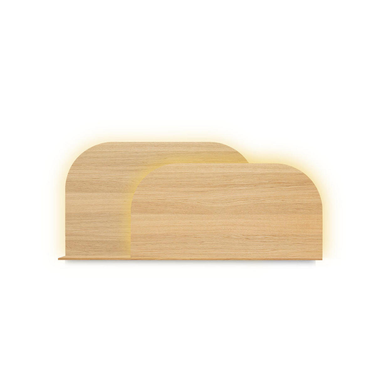 KOPFTEIL Alba mit Licht 140cm - Blau/Eichefarben, Holz/Textil (140/60/14cm) - Woodendot