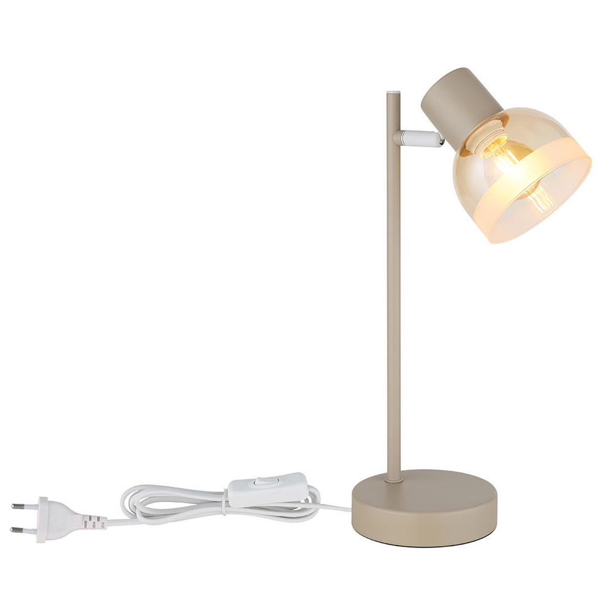 TISCHLEUCHTE KAIRO, Metall, Glas, Sandfarben, amber - Bernsteinfarben, Glas (14.5/12/35cm) - Globo Lighting