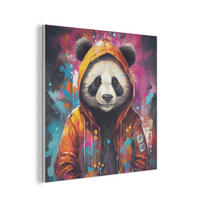 AKUSTIKPANEEL Panda - Jacke - Graffiti - Orange 90x90 cm - Orange, Textil (90/0.9/90cm) - MuchoWow