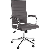 DREHSTUHL Echtleder grau - Chromfarben/Grau, Leder/Metall (56/102/61cm) - CLP
