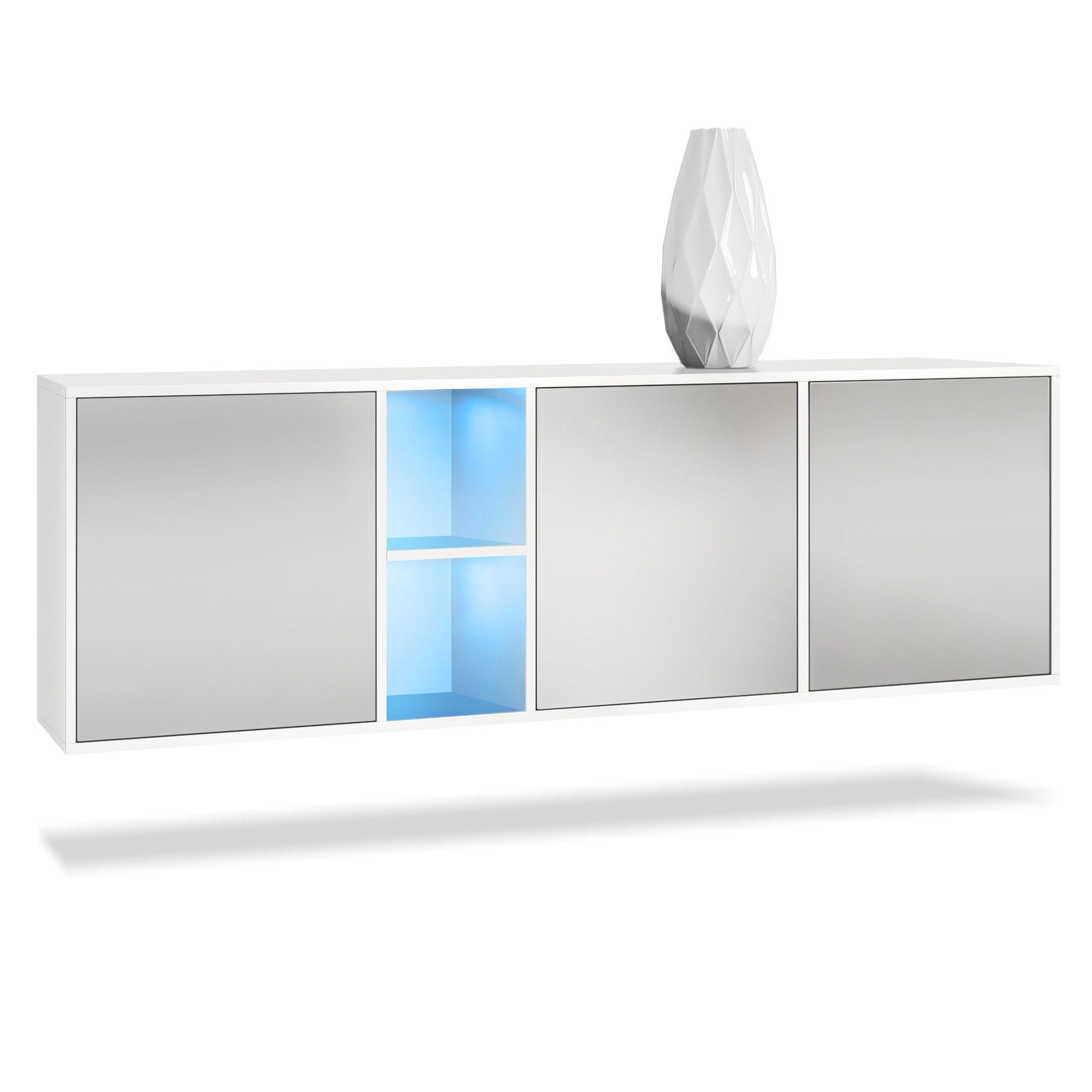 SIDEBOARD Cuba Türen in Hellgrau seidenmatt - Greige, Holzwerkstoff (182/53/35cm) - Vladon