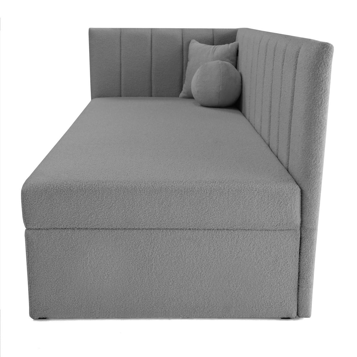 SCHLAFSOFA Rafi, Eckbett mit Bettkasten, 90x200 cm, Grau - Grau, Textil (209/94/102cm) - Beautysofa