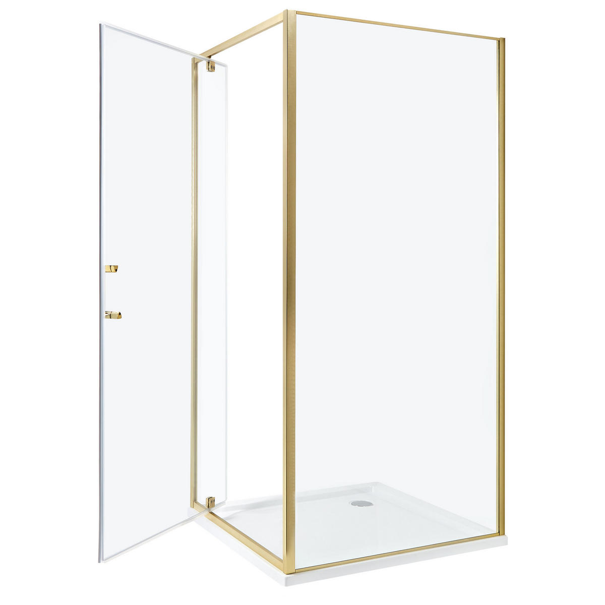 DUSCHKABINE 90/90/185 cm Gold Darli - Transparent, Glas (90/90/185cm) - Beliani