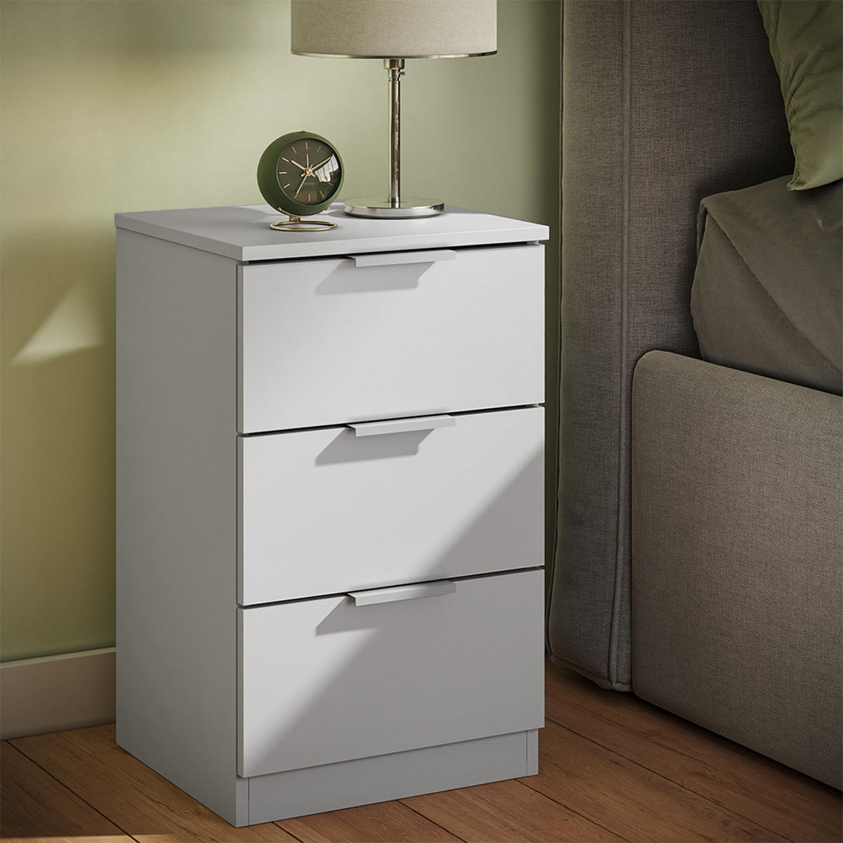 NACHTTISCH Fino Weiß 37.6 x 61.8 cm mit 3 Schubladen - Weiß, Holzwerkstoff (37.6/61.8/35cm) - Vicco