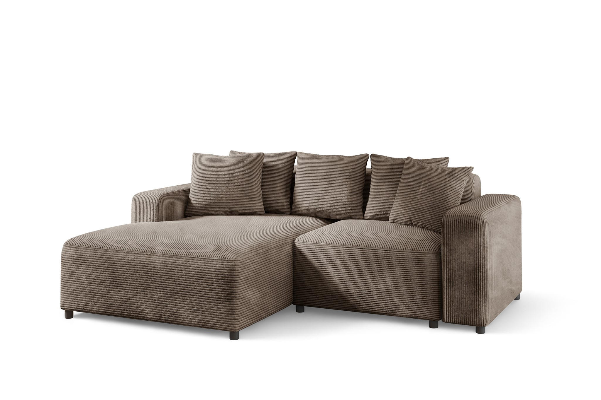 ECKSOFA Megan Xs In Stoff Poso - Mokka, Holzwerkstoff/Textil (240/165cm) - Fun Möbel