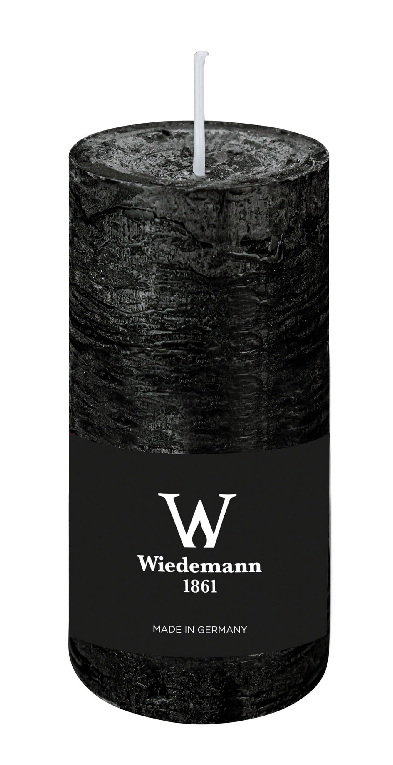 STUMPENKERZE Rustik Marble Style Schwarz 120 x Ø 58 mm, 1 Stück - Schwarz, Paraffin (12cm) - Wiedemann Kerzen