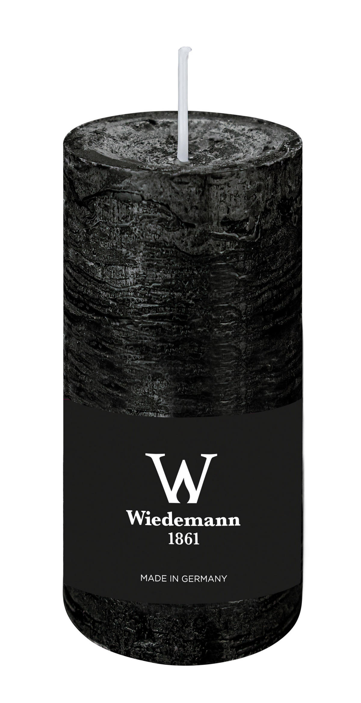 STUMPENKERZE Rustik Marble Style Schwarz 120 x Ø 58 mm, 1 Stück - Schwarz, Paraffin (12cm) - Wiedemann Kerzen