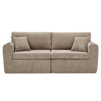 2-SITZER SOFA Chenille Braun mit USB, Getränkehalter, Tasche und Kissen - Braun, Textil (220/89/100cm) - WISHDOR