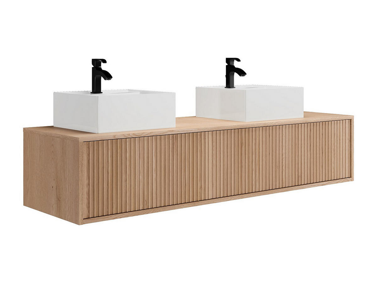 DOPPELWASCHTISCH - 150 x 47 - holz - naturfarben hell Arnega - Weiß, Holz (150/32/47cm) - Vente-Unique