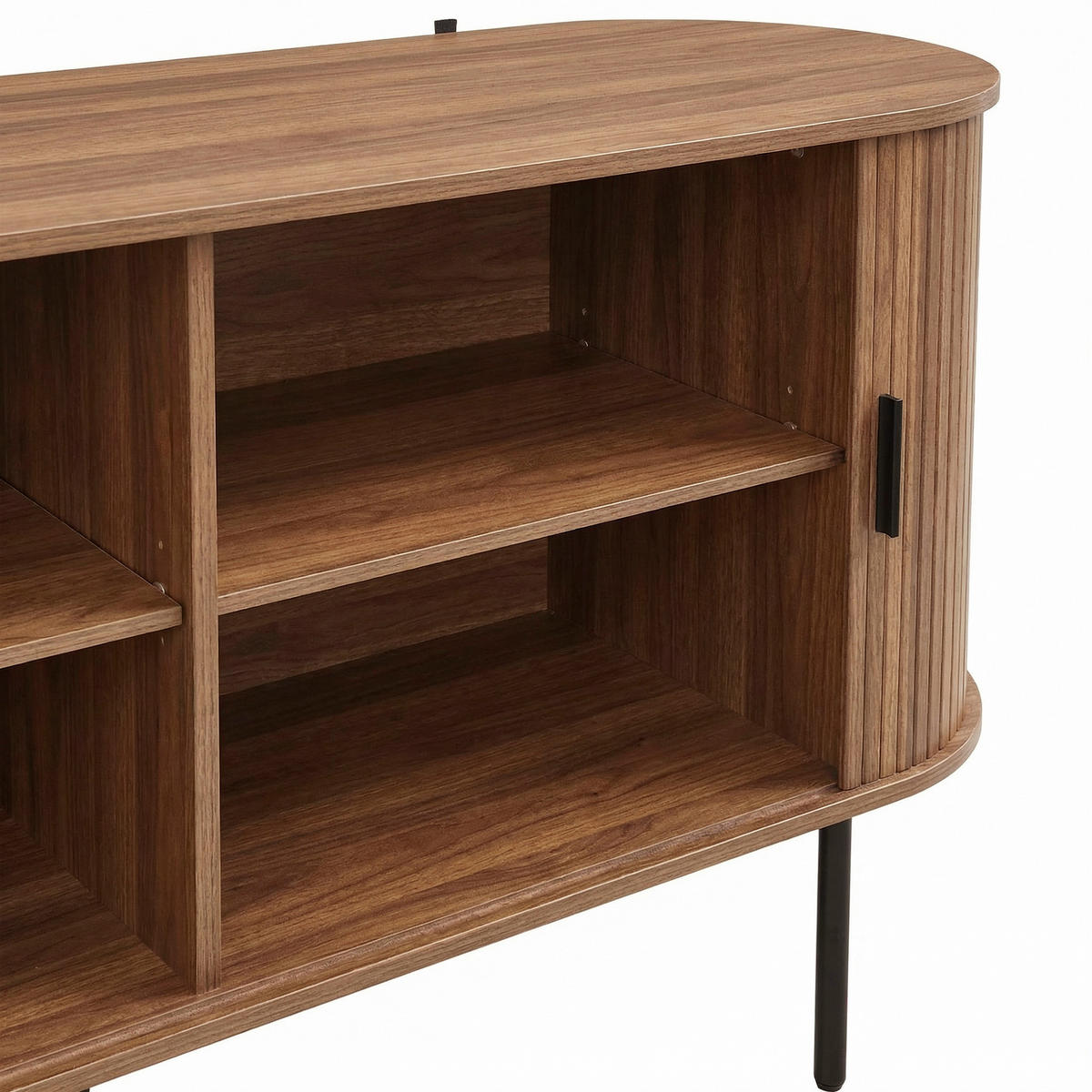 SIDEBOARD Rolljalousie MDF Metallbeine Stauraum modern - Walnussfarben, Holzwerkstoff (40/78/140cm) - FLIEKS
