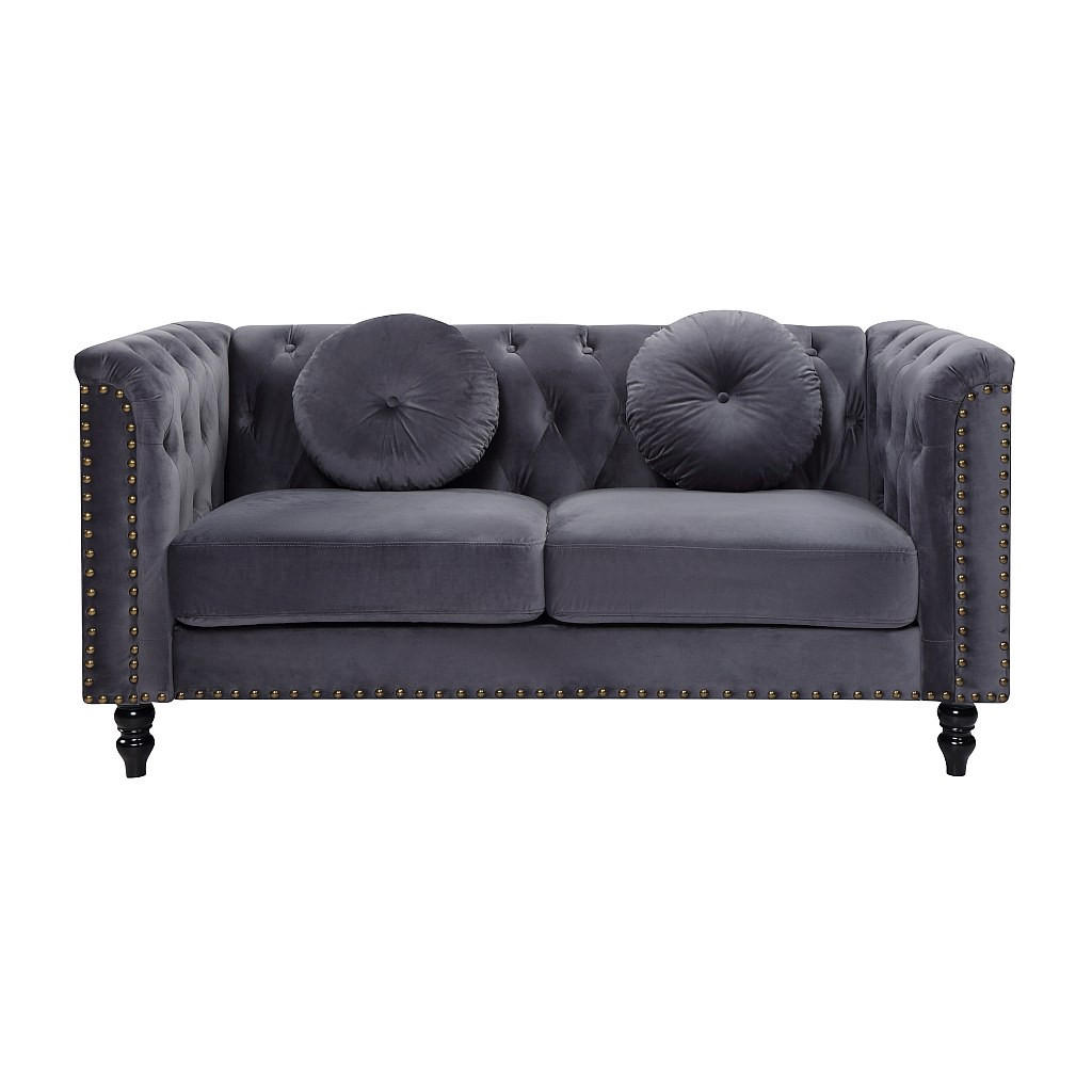 Thumbnail - Vente-Unique Sofa, Anthrazit, Textil, Uni, 2-Sitzer, 163x79x77 cm, Wohnzimmer, Sofas & Couches, Sofas