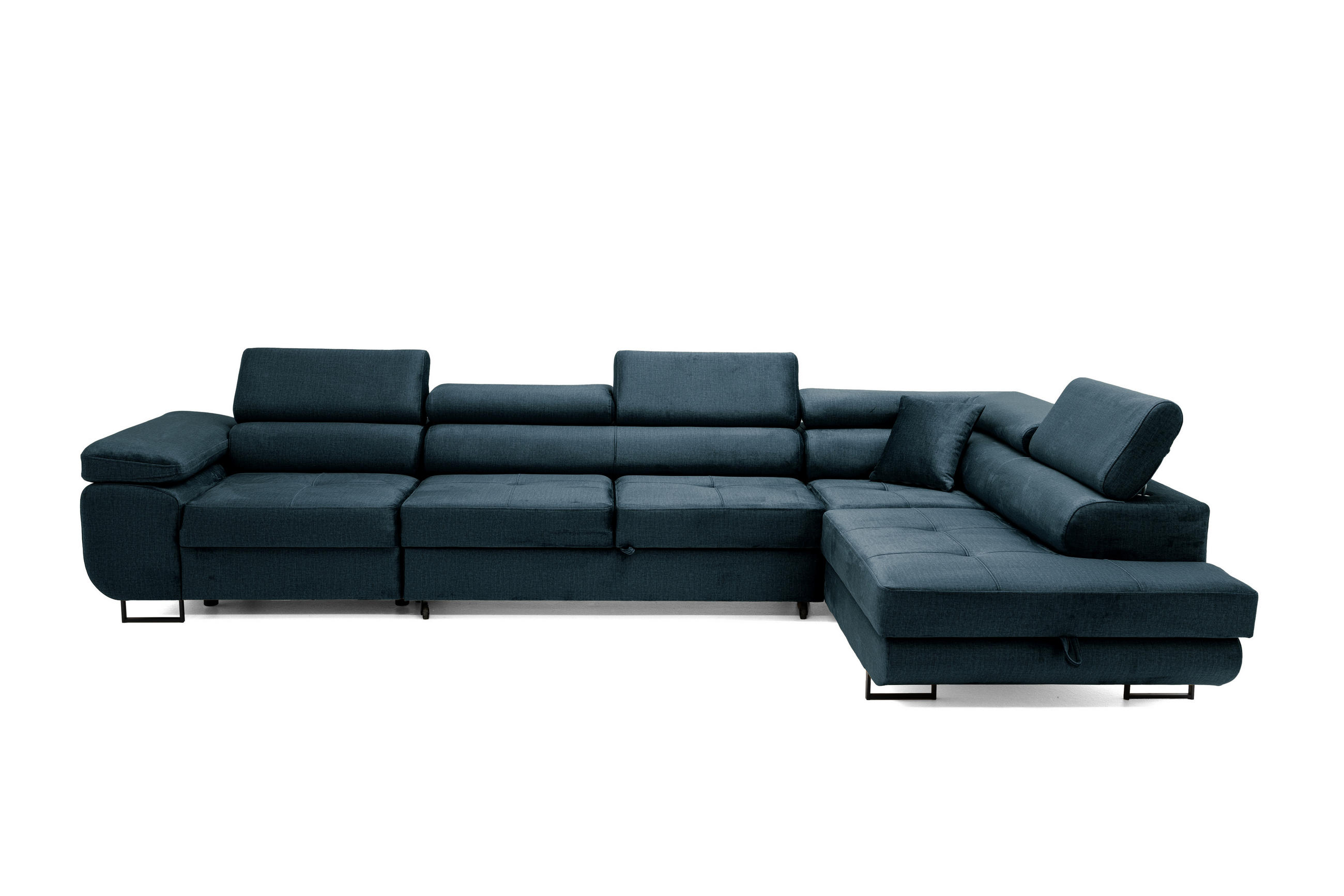 ECKSOFA WILD MAXI Rechts Marine - Dunkelblau, Holz (203/350cm) - Muffo