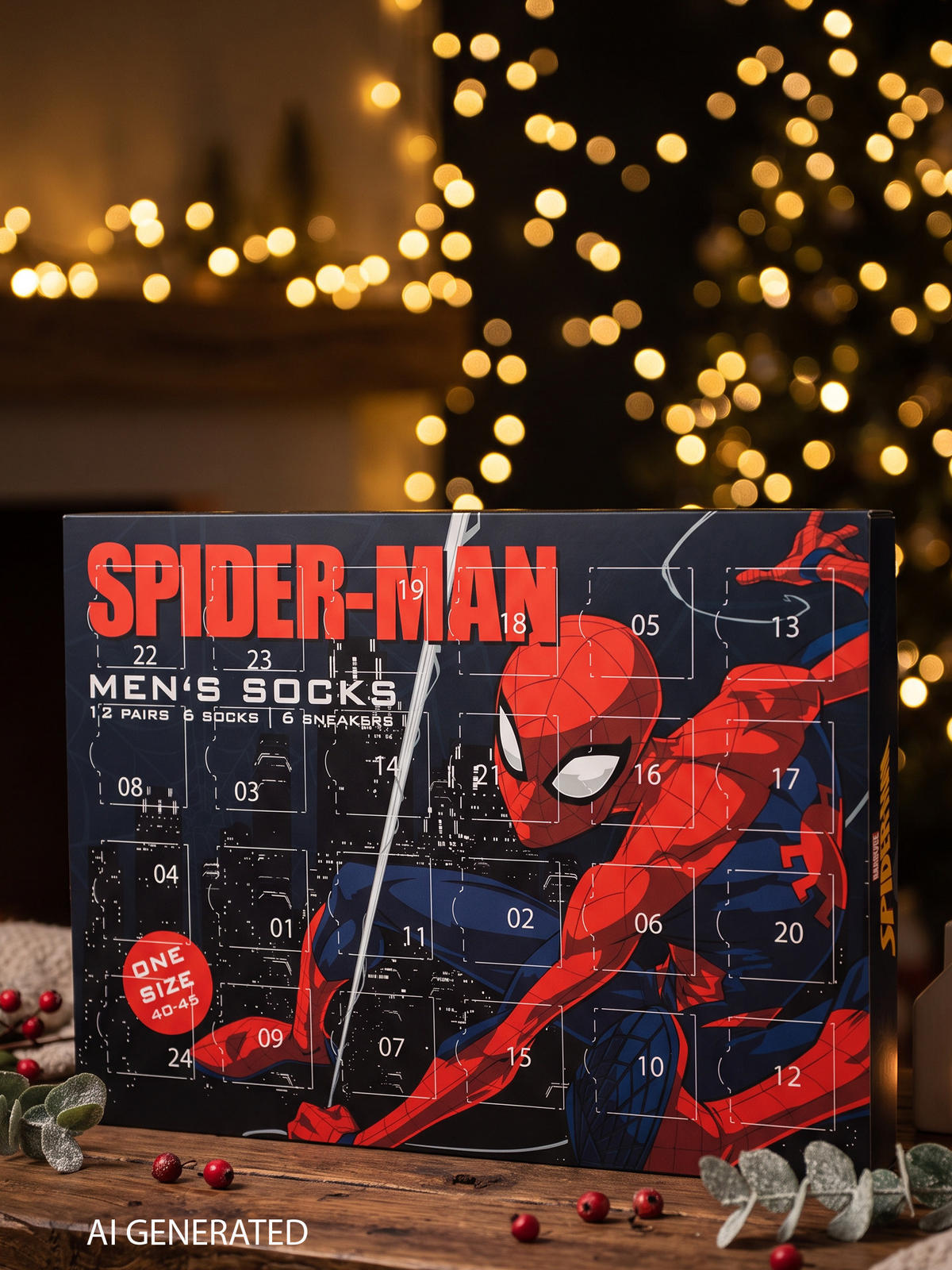 ADVENTSKALENDER Marvel Spiderman mit 12 Paar Socken Größe 40-45 - Multicolor, Textil (37/5/26.5cm) - Marvel