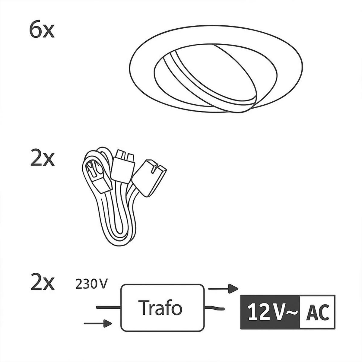 LED DECKENLEUCHTE Silber Aluminium 6er Set - Silberfarben, Metall (8.3/8.3/6cm)
