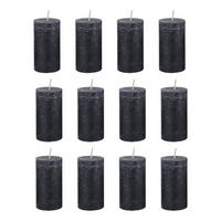 STUMPENKERZE (12er-Set) Rustic Ø6,8 x 13 cm - Schwarz, Paraffin (7/13/7cm) - BUTLERS