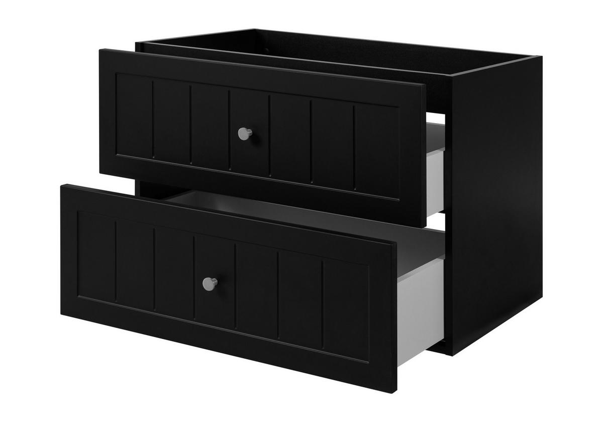 WASCHTISCHUNTERSCHRANK im klassischen Stil, schwarz, 80 x 57 x 46 cm - Silberfarben/Schwarz, Holzwerkstoff (80/57/46cm) - 3XE LIVING
