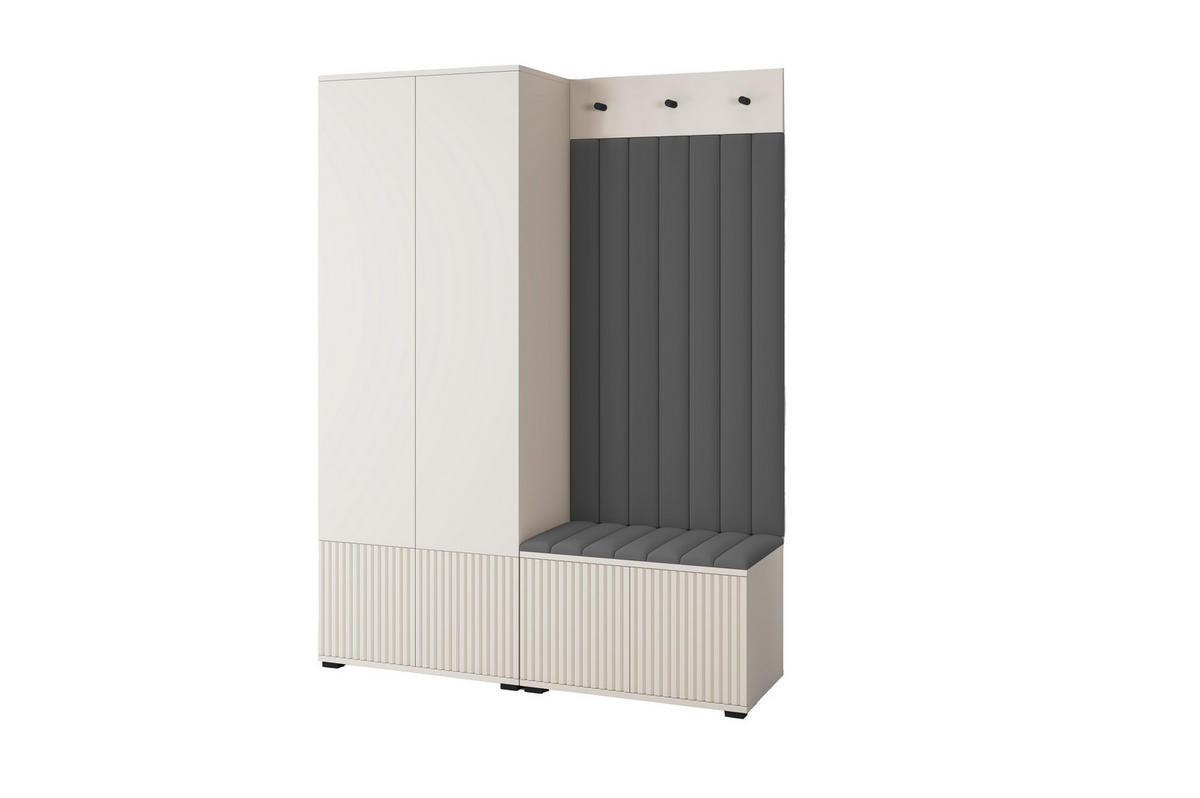 GARDEROBE Ritmo version 1 mit POLSTERPANEELEN DUNKELGRAU - Dunkelgrau/Beige, Holzwerkstoff (140/185/40cm) - Jerpax