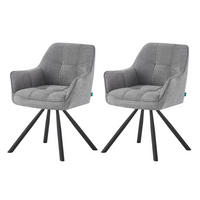 ESSZIMMERSTUHL THOMAS-LENI 2er-Set 180°drehbar - Creme/Schwarz, Textil (61/81/62cm) - DUBI Möbel