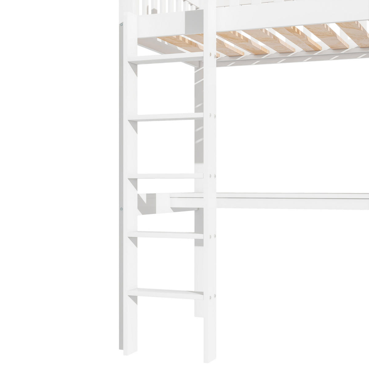 HOCHBETT 90/200 cm in Weiß mit Schreibtisch, Kleiderschrank und 3 Schubladen - Weiß, Holz (90/200cm) - Flora Grace