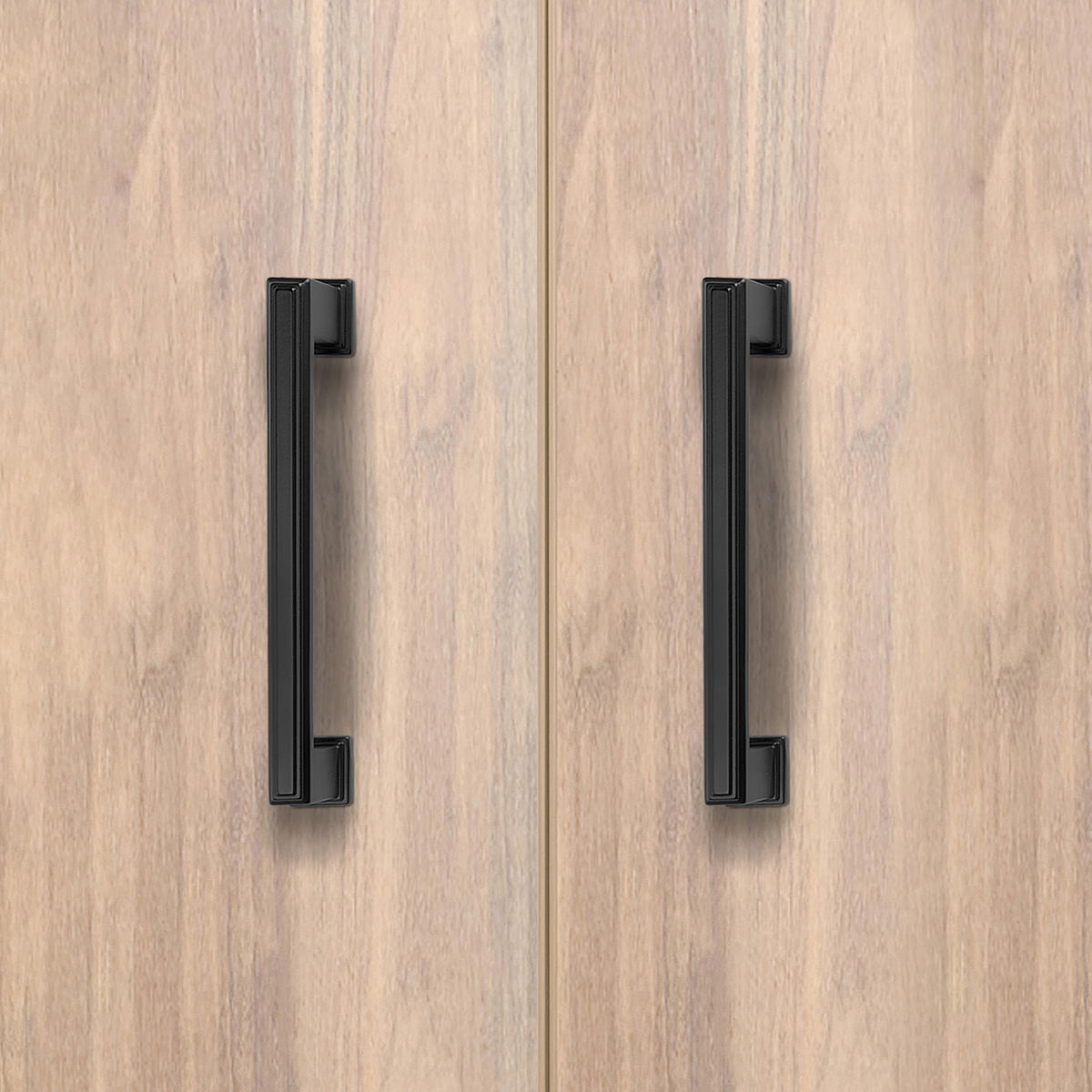 MÖBELGRIFFE Tanger, L147.5mm, 128mm Achsenabstand, Zamak, Schwarz lackiert 5er-set - Schwarz, Kunststoff (1.7/3/14.75cm) - EMUCA