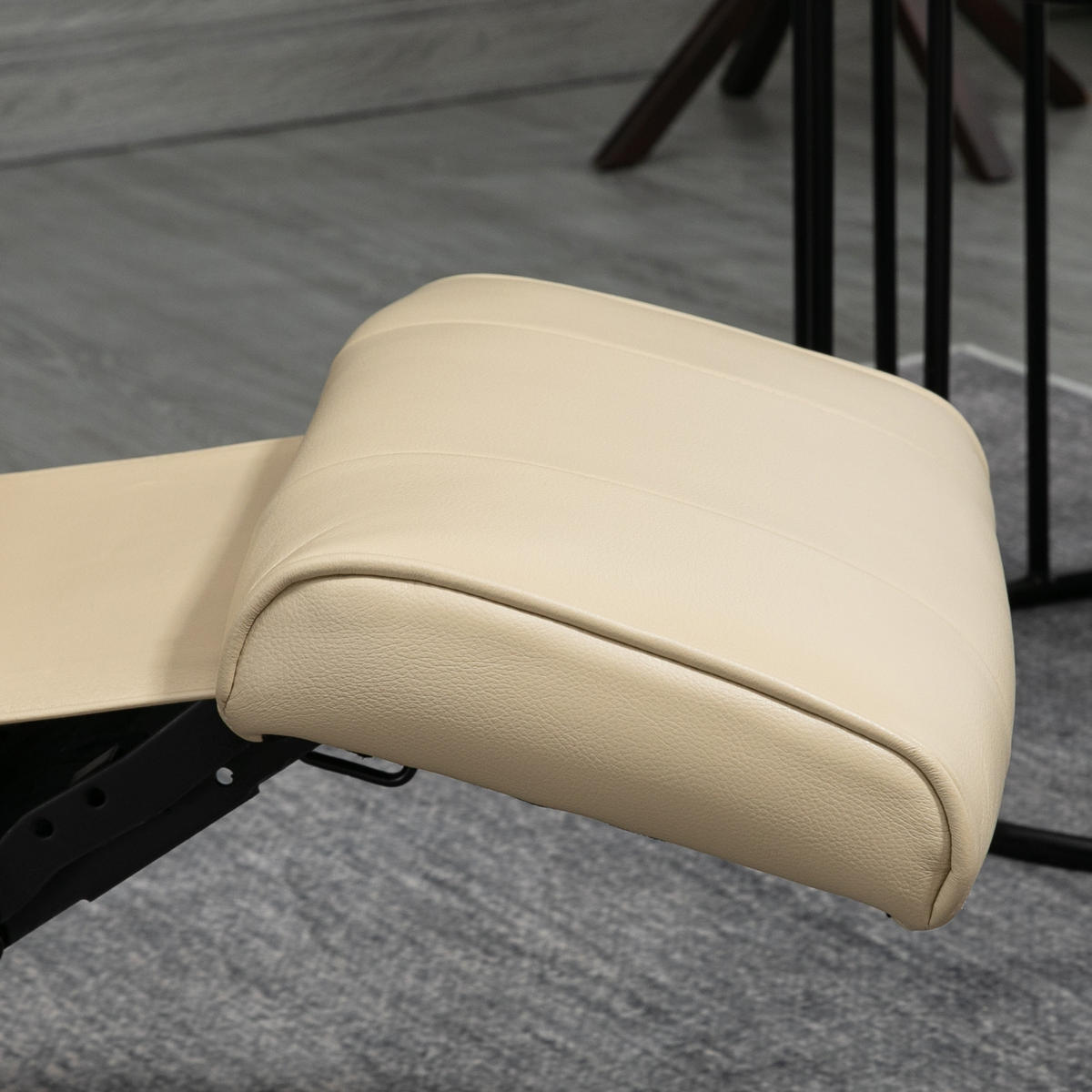 RELAXSESSEL Fernsehsessel mit Liegefunktion, Fußstütze für Wohnzimmer Creme - Creme/Braun, Leder/Holz (87/100/78cm) - HOMCOM