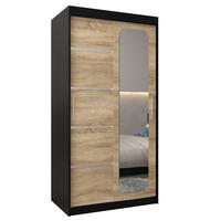 SCHWEBETÜRENSCHRANK 200/100/62 2-türig - Silberfarben/Schwarz, Holz/Kunststoff (100/200/62cm) - Abiks Möbel