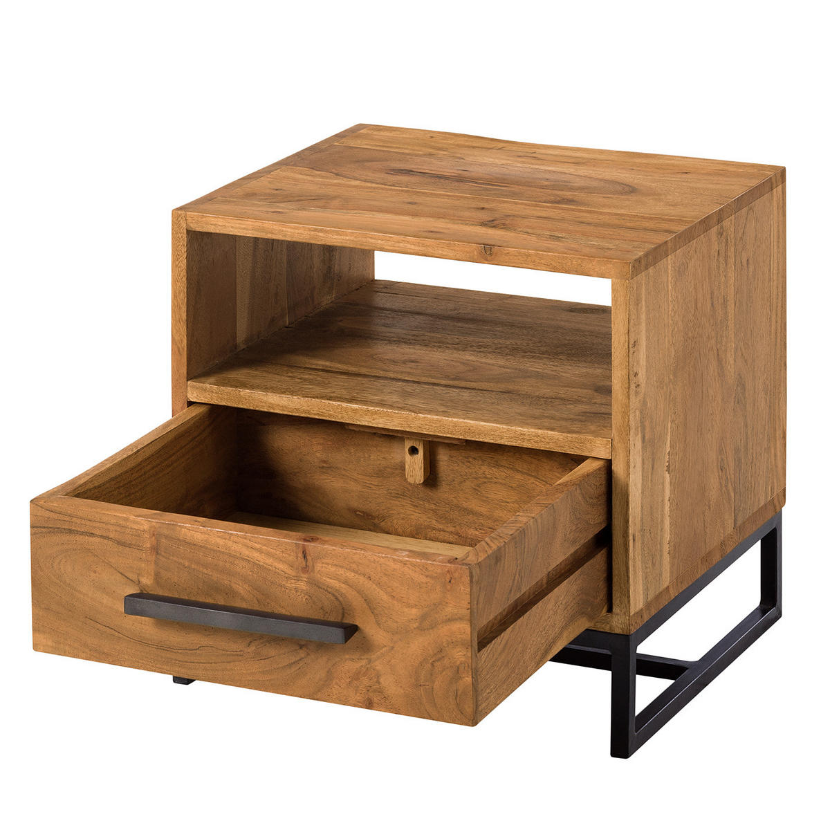 NACHTTISCH - Akazie massiv - Akaziefarben, Holz (40/40/35cm) - home24