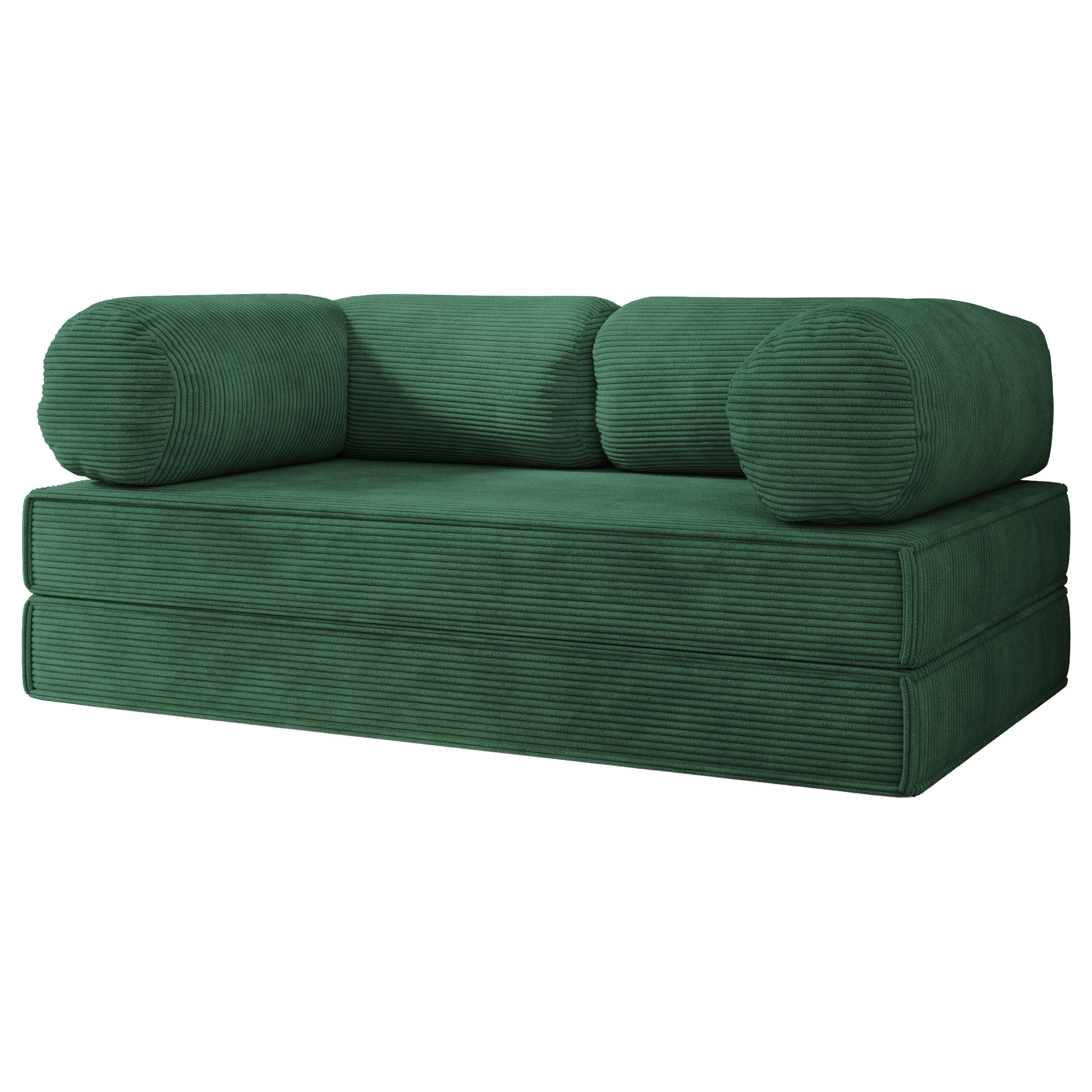 BETTSOFA ALVIO aus Schaumstoff Cordstoff Grün Schlaffunktion - Grün, Textil (170/68/80cm) - MASSENO