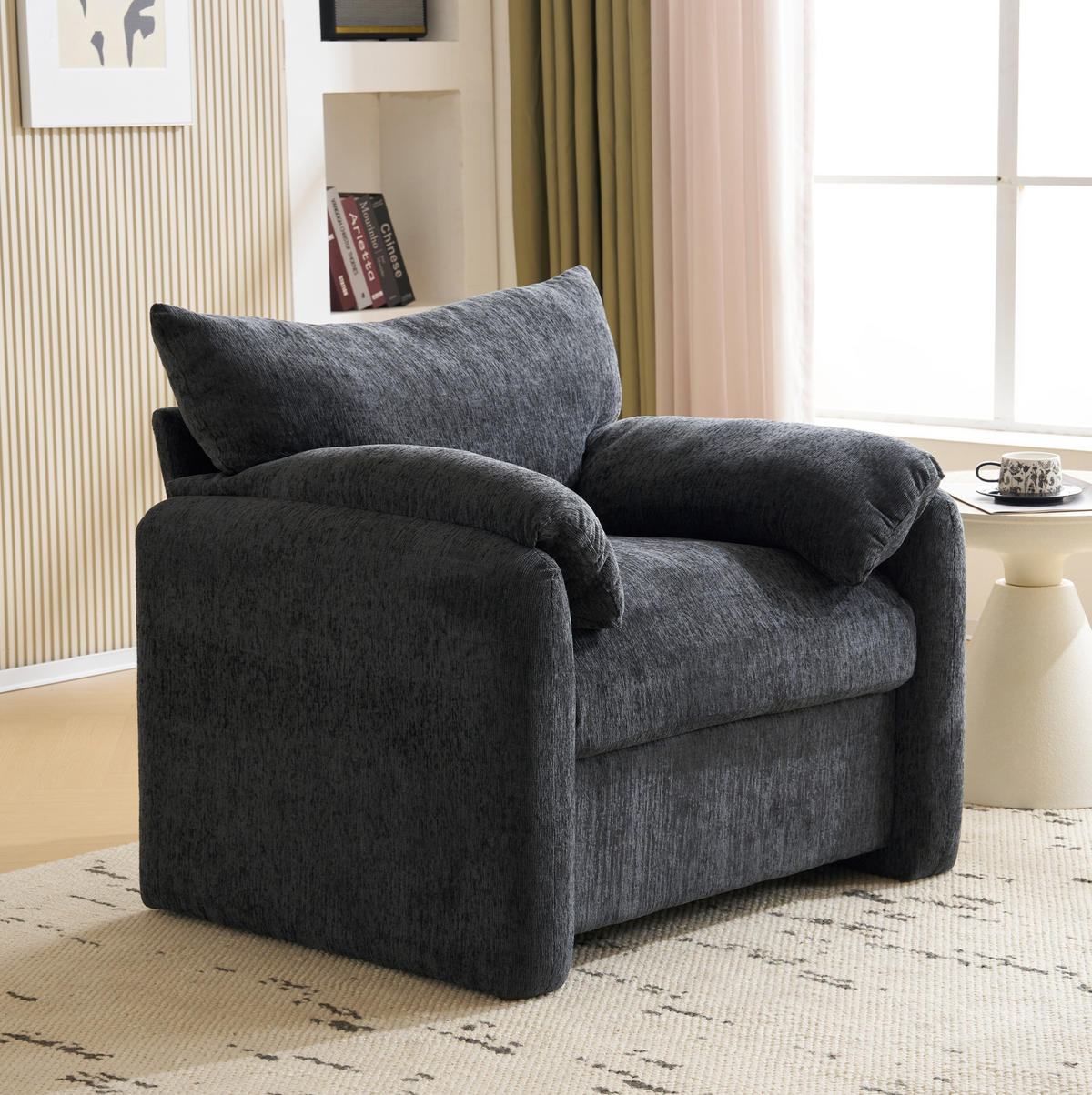 SESSEL Chenille mit breiter Sitzfläche 96/82/84 cm Grau - Grau, Textil (82/84/96cm) - Redom