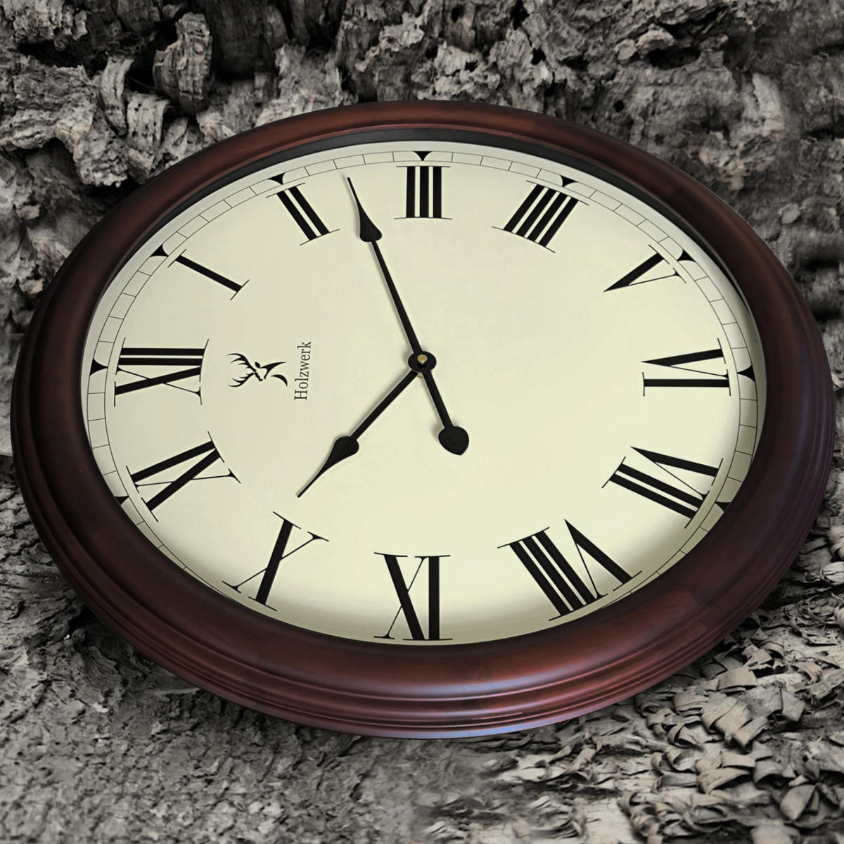 WANDUHR Holz Designer LEBACH Loft Wand Uhr, braun, weiß - Braun, Glas/Holz (60/60/5.5cm) - Holzwerk