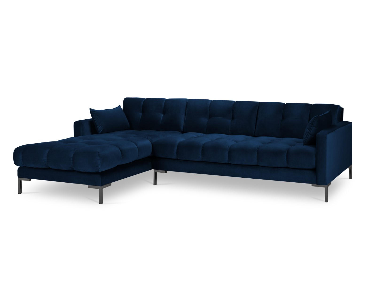 ECKSOFA links Mamaia aus Samt königsblau 5 Sitzplätze - Blau, Textil (185/293cm) - Micadoni