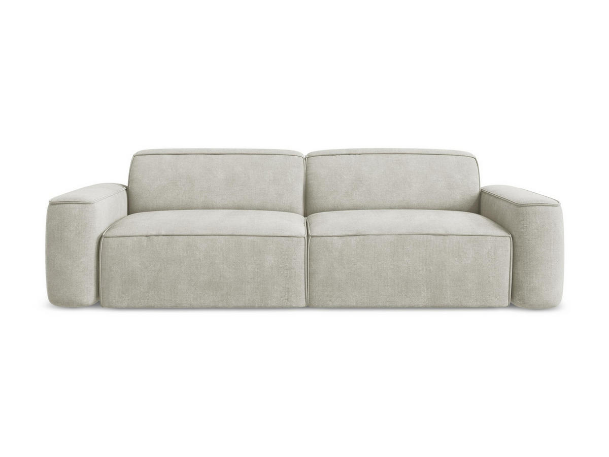 4-SITZER-SOFA Chenille Stoff Creme - Creme/Schwarz, Holzwerkstoff/Kunststoff (244/70/102cm) - LaMiaSofa