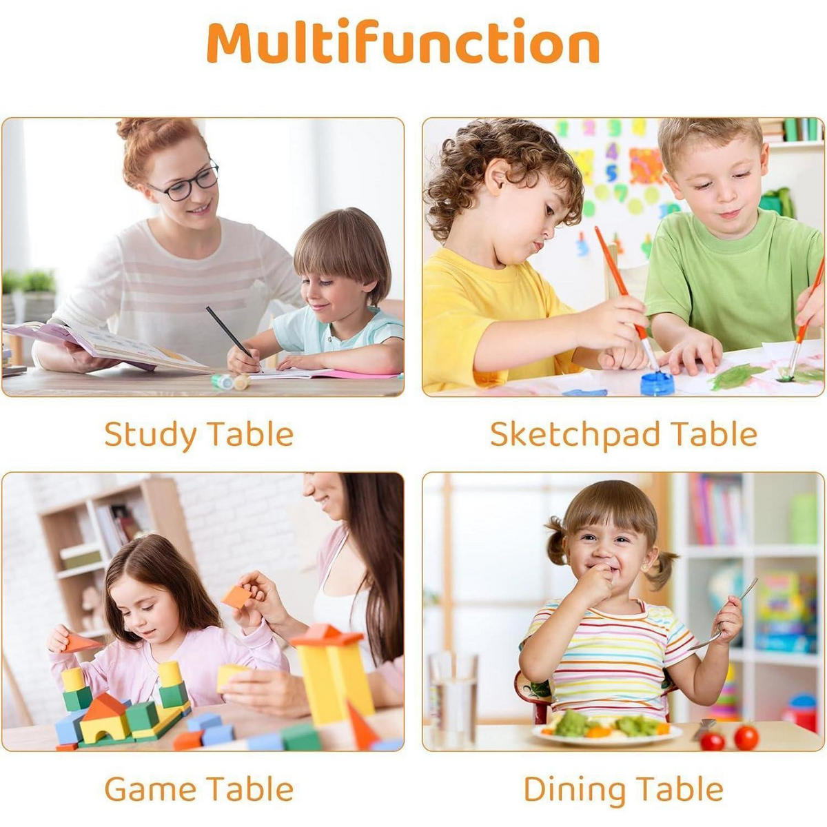 KINDERTISCH- und Stuhl-Set 5-teilig Höhenverstellbar Gelb 120 x 60 cm - Multicolor, Kunststoff (60/60/120cm)