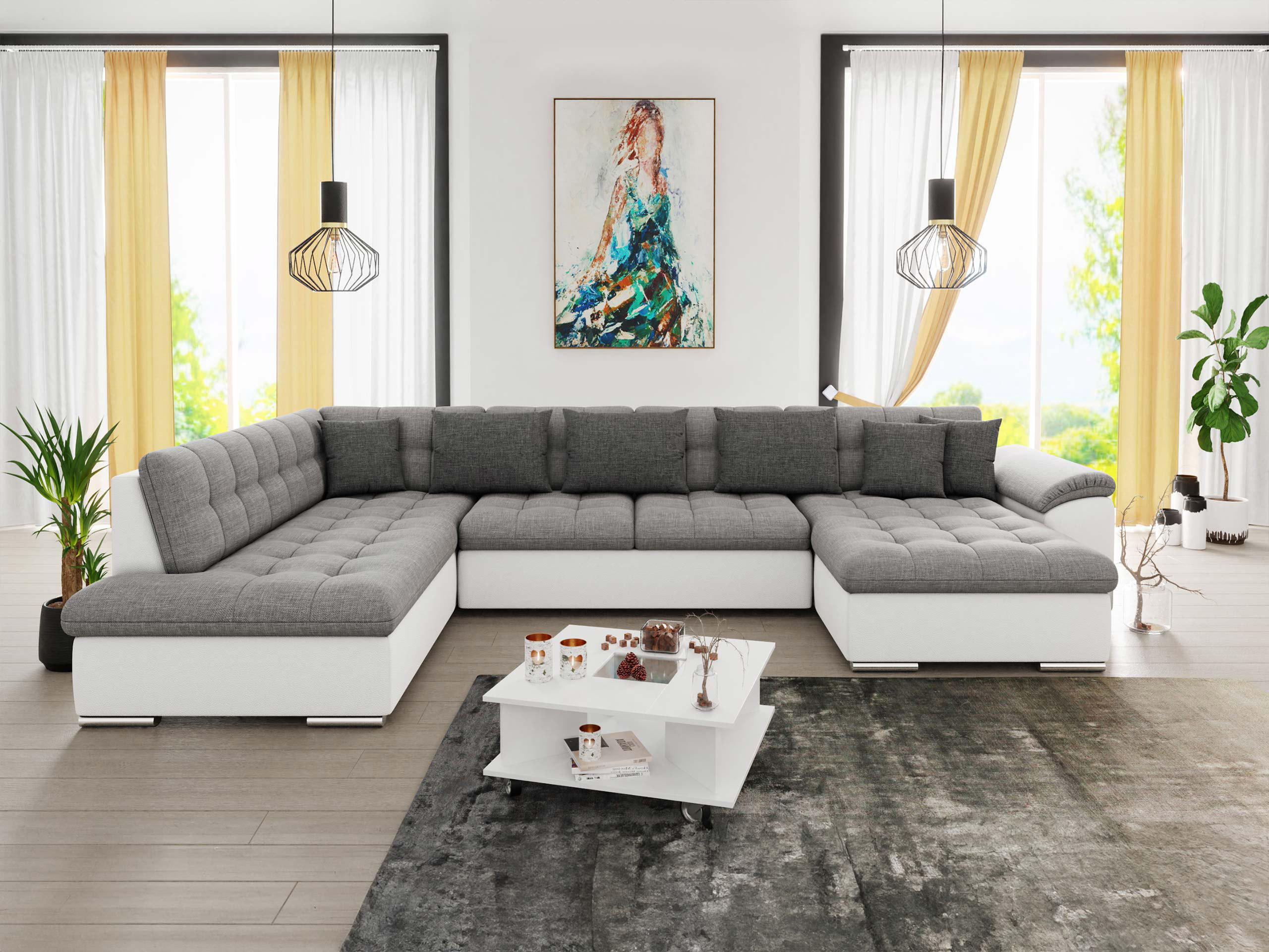 Thumbnail - Mirjan24 Wohnlandschaft, Mehrfarbig, Textil, 7-Sitzer, Rechteckig, 348x76x205 cm, Wohnzimmer, Sofas & Couches, Wohnlands...