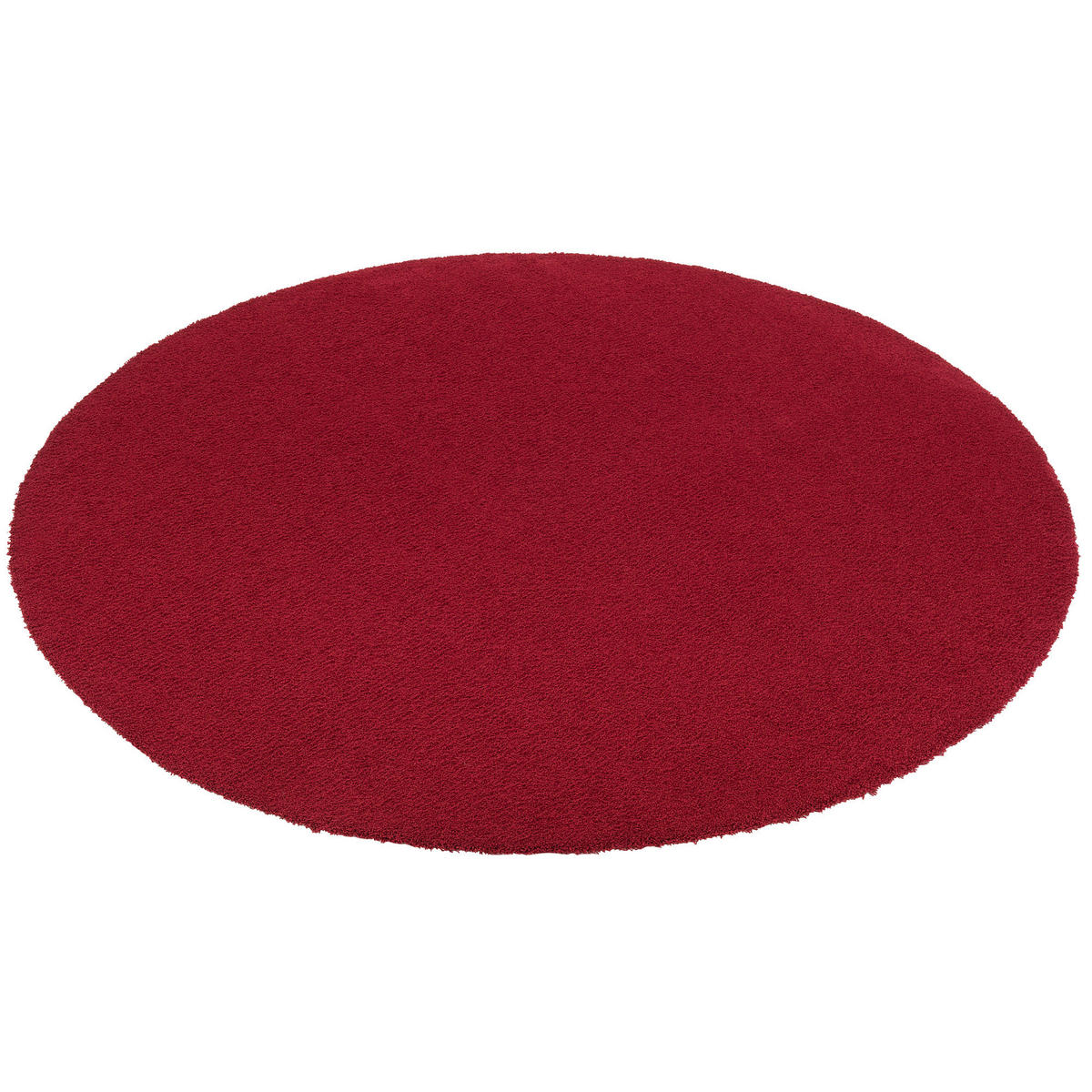 LUXUS HOCHFLOR SHAGGY TEPPICH VELVET RUND - Weinrot, Textil (100/100cm) - Snapstyle