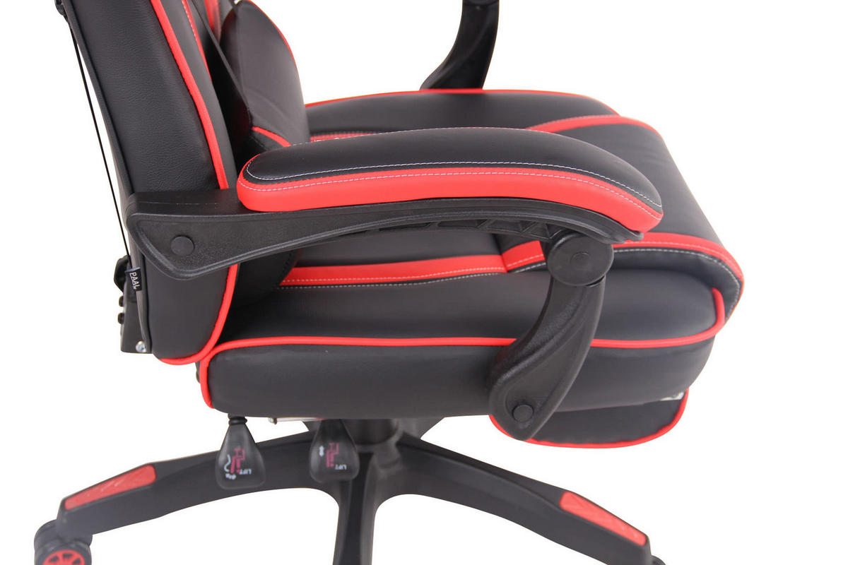 CHEFSESSEL Lederlook schwarz/rot - Rot/Schwarz, Kunststoff/Textil (68/114/61cm) - CLP