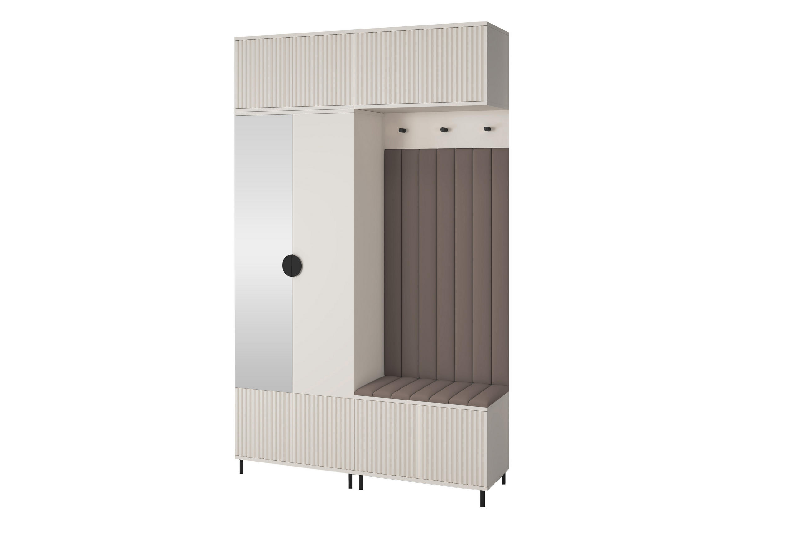 GARDEROBE Ritmo version 2 mit Spiegel, mit POLSTERPANEELEN BRAUN - Beige/Braun, Holzwerkstoff (140/235/40cm) - Jerpax