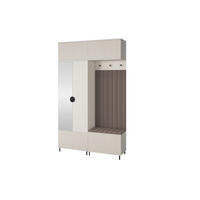 GARDEROBE Ritmo version 2 mit Spiegel, mit POLSTERPANEELEN BRAUN - Beige/Braun, Holzwerkstoff (140/235/40cm) - Jerpax