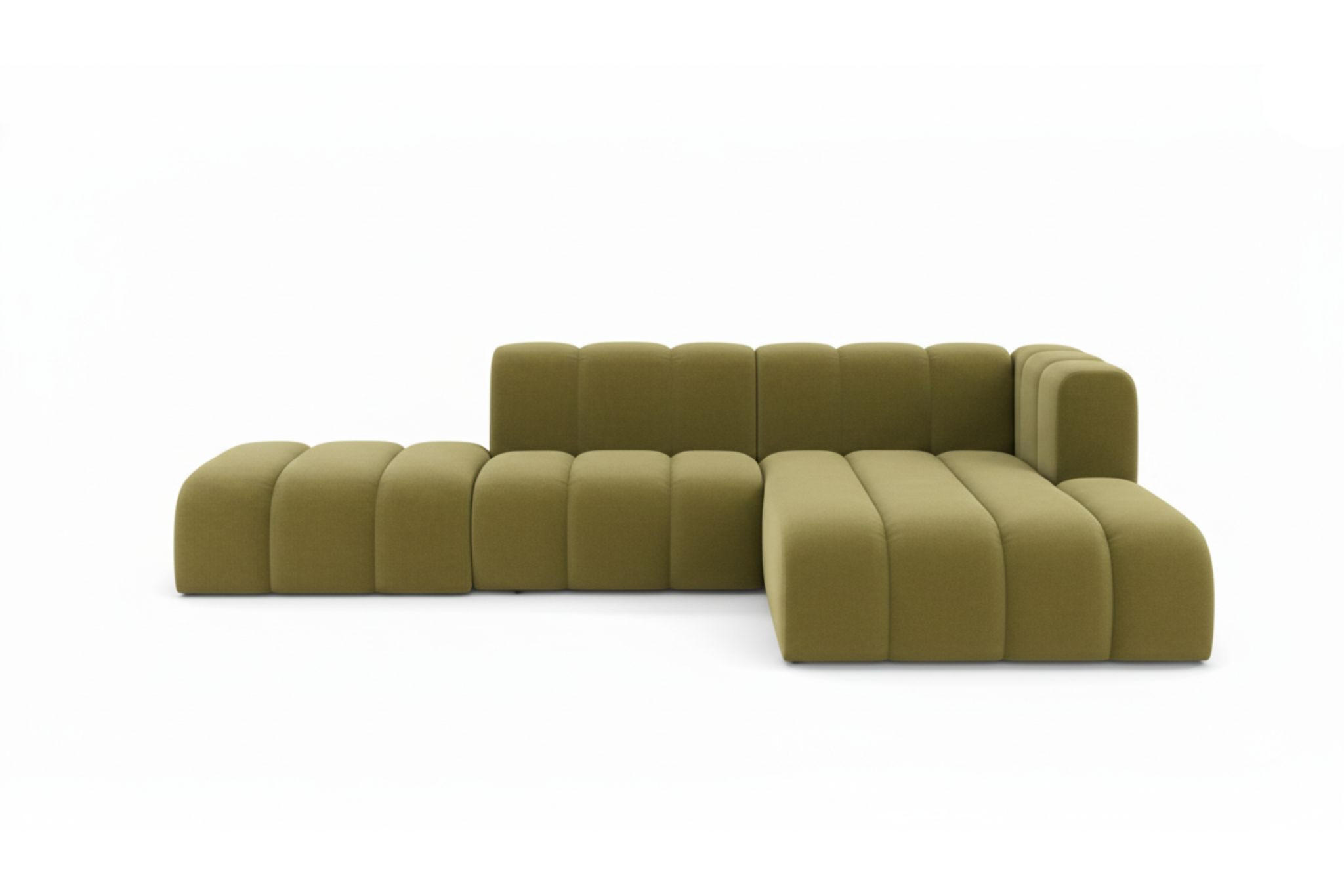 ECKSOFA L-form mit Hocker, Grand Mini, Stoff Salvador, Olive, Rechts - Olivgrün, Holz (295/179cm) - Kaiser Möbel