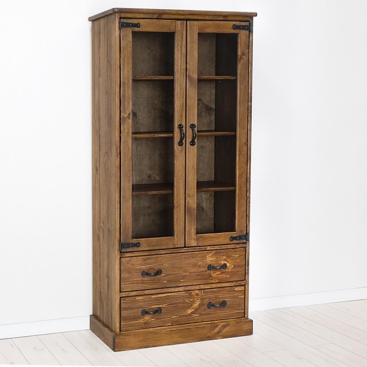 VITRINE aus Massivholz Rustyk - Dunkelbraun/Schwarz, Holz (90/190/40cm) - Seart