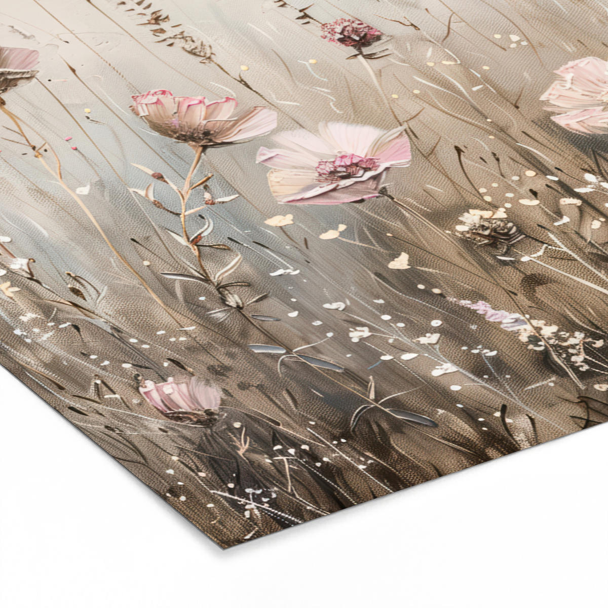 POSTER MIT RAHMEN Blumen - Rosa - Modern - Beige 120x80 cm - Beige, Papier (120/80cm) - MuchoWow