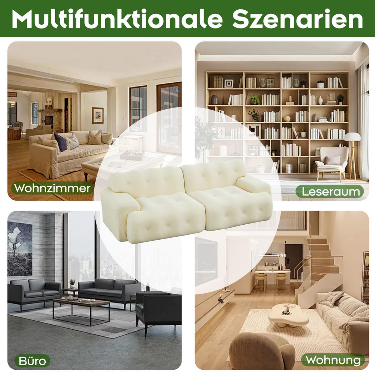 2-SITZER Sofa C Geschwungenes Design 224x104cm Beige - Beige, Textil (104/66/224cm) - Raelunyi