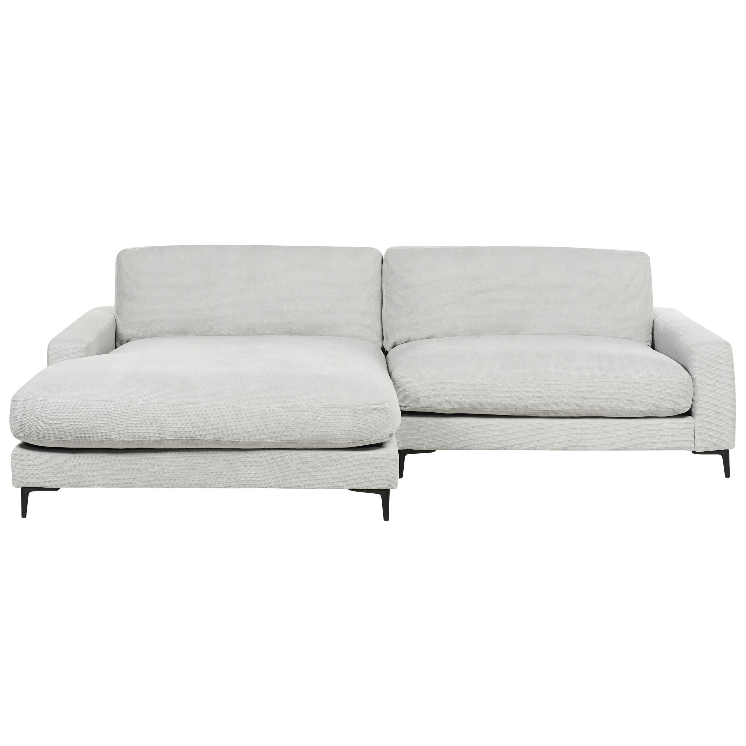 3-SITZER-ECKSOFA hellgrau linksseitig Maloy - Schwarz/Grau, Textil (272/189cm) - Beliani